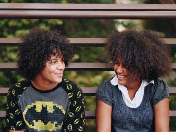 boy and girl laughing