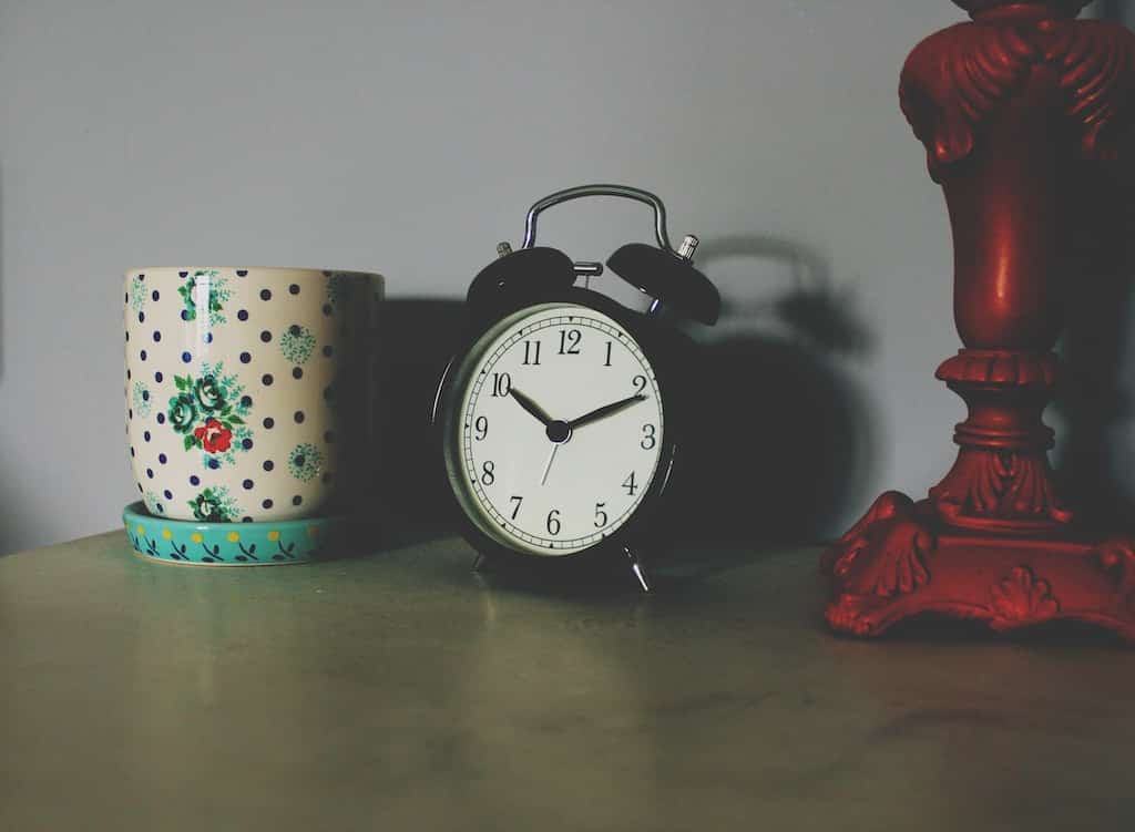 alarm clock on dresser