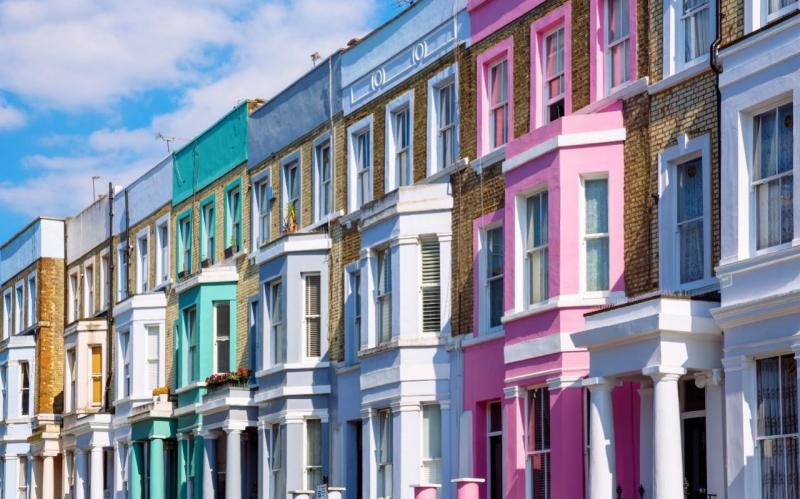 colourful row of houses